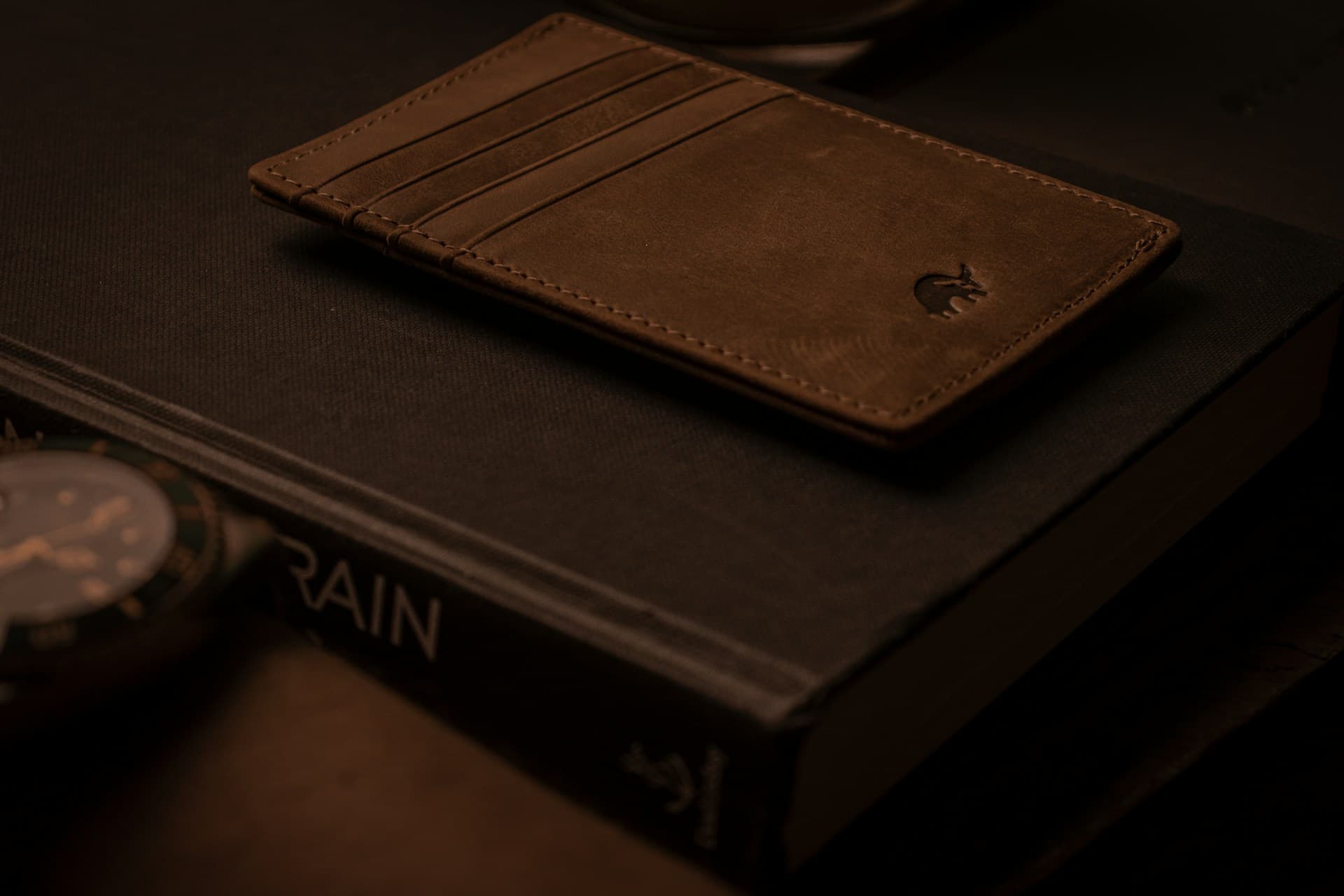 Custom leather wallet with stitched detail